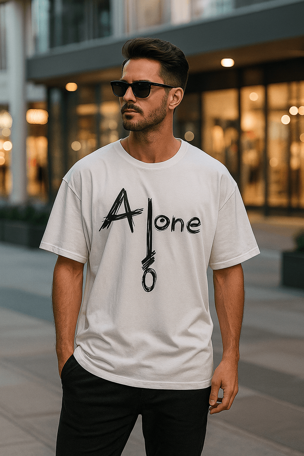 Alone – Graphic Printed Oversized T-shirt